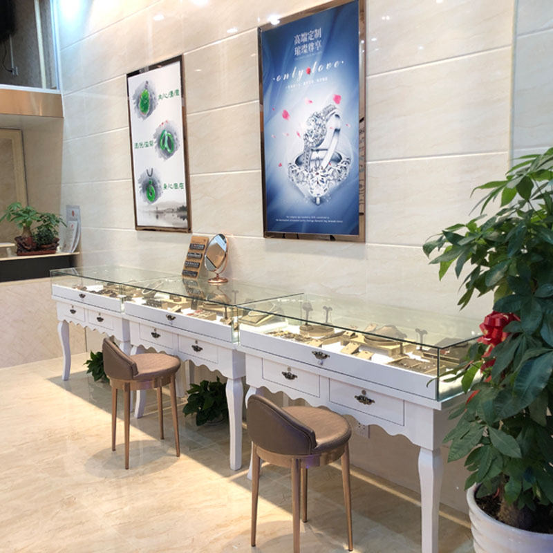 Jewelry Display Cabinet Ornament Glass Cupboards Transparent Product Counter Display Cabinet Island Cabinet Commercial Baking Varnish