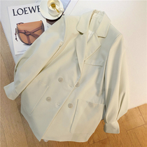 Loose Net red fried street small suit jacket women 2021 autumn Korean version of British style double-breasted High sense suit tide