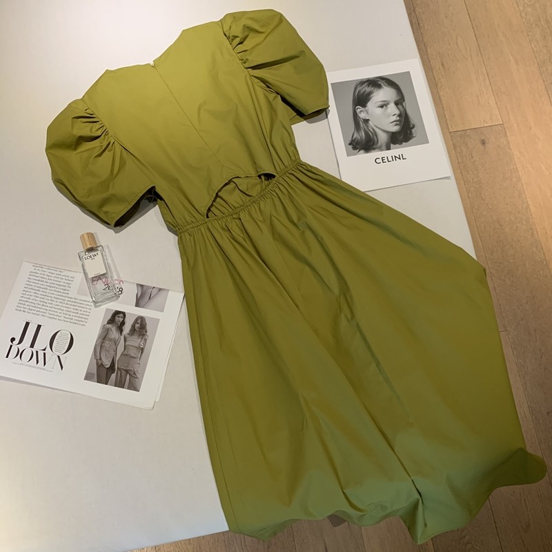 French niche first love dress female summer new Korean edition middle long rear hollow bubble skirt