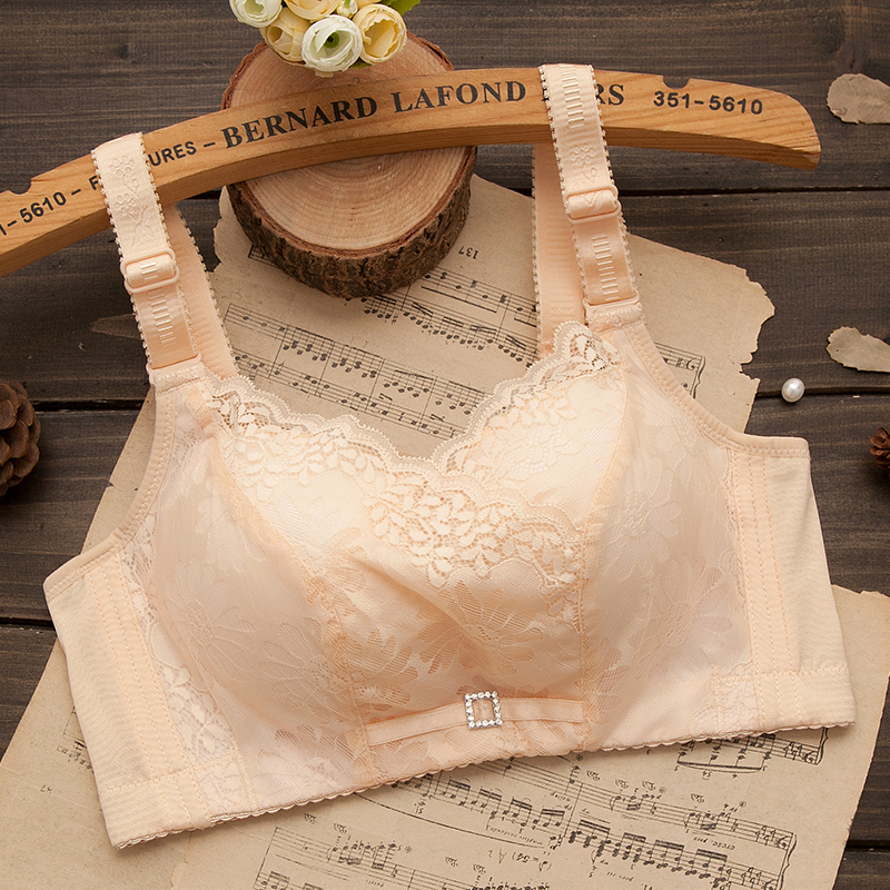 Flat chest gathered no steel ring underwear girl thickened extra thick small bra gathered lace sexy bra top support