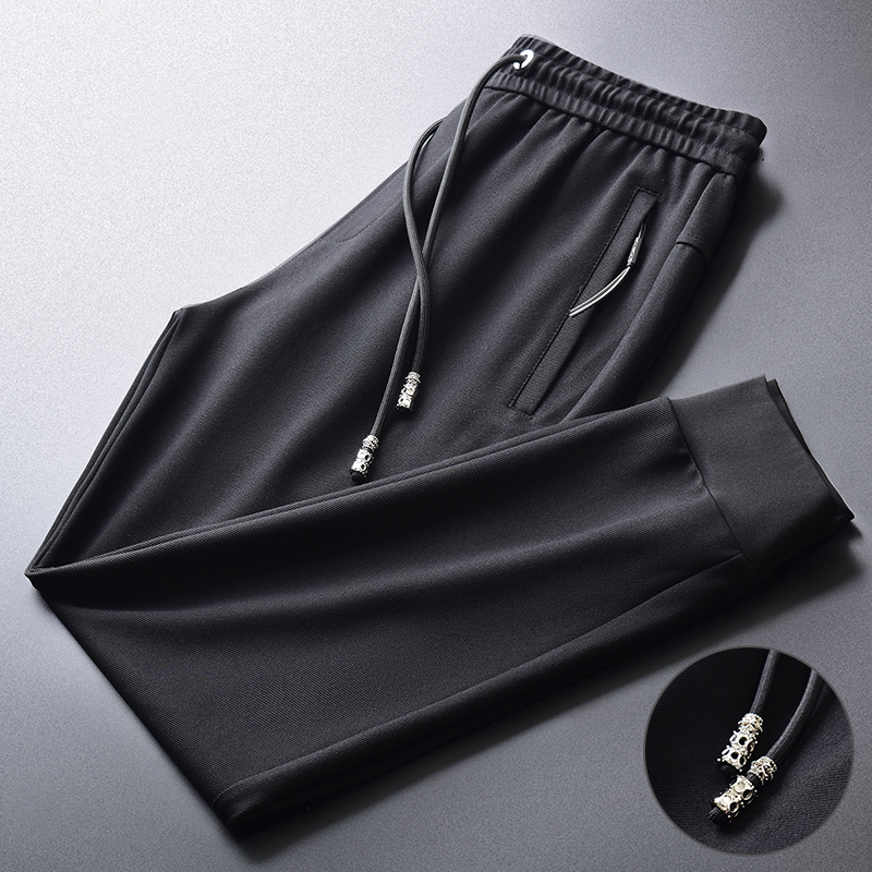 Men's Black Casual Pants for Autumn and Winter, Slim Fit Jogger Pants, Tapered Harem Pants, 2023 New Trendy Brand Sweatpants