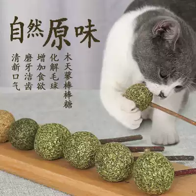 Catnip Lollipop Toy Ball Catnip Powder Wood Polygonum Bringing Spherical Hair Self-Hi Teasing Cat Stick