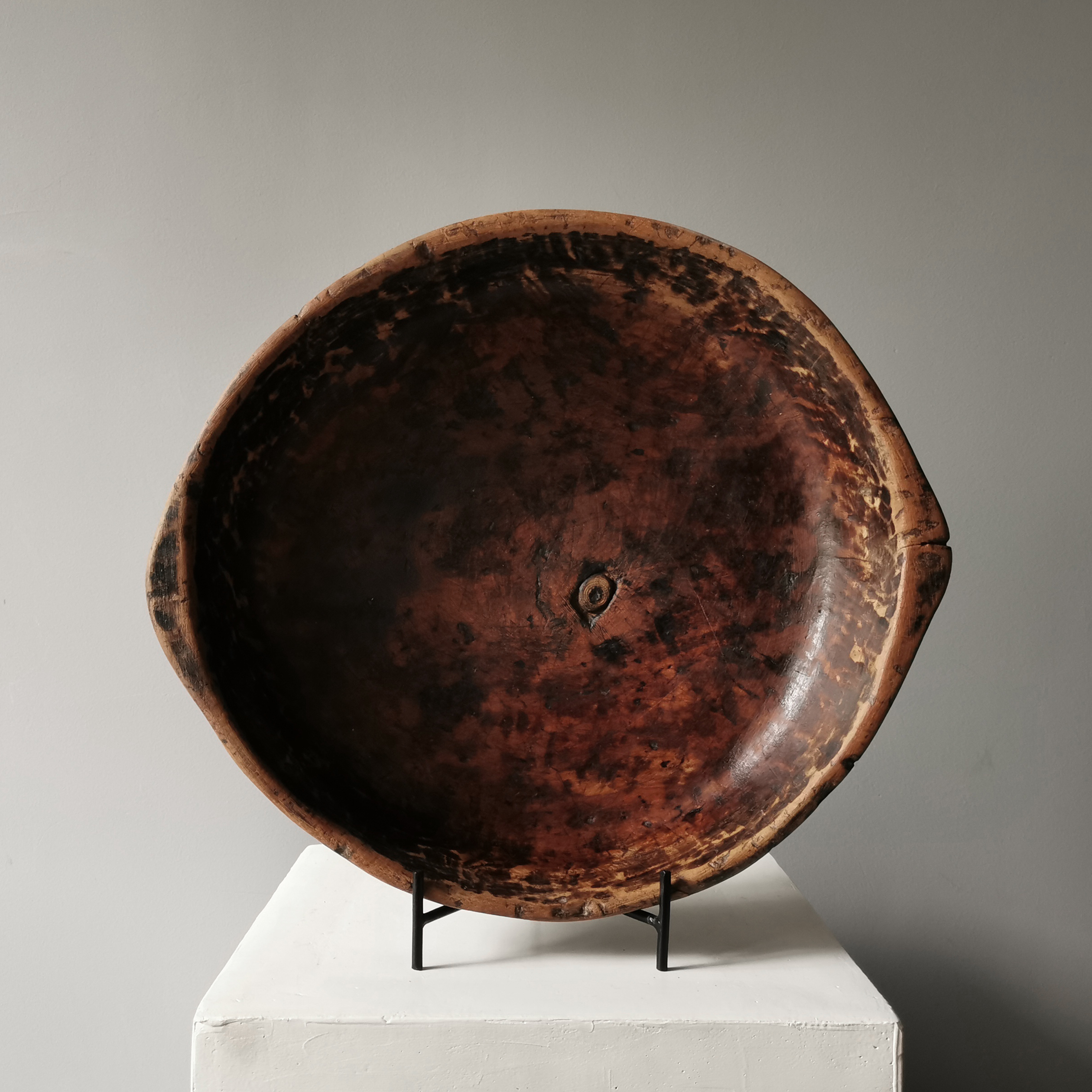 Collection of Things) wabisabi Silence Wind Containing the Excavation Wood Basin Yi Wooden Tray Prop Hotel Folk Juku Soft Decoration