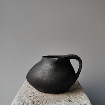 Collection) national style handmade coarse clay pot black camellia pot flower ornaments hotel hostel soft space display