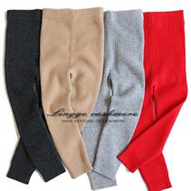 Childrens cashmere pants thickened childrens autumn and winter slim warm pit strips inside and outside wear female baby wool bottoming pants