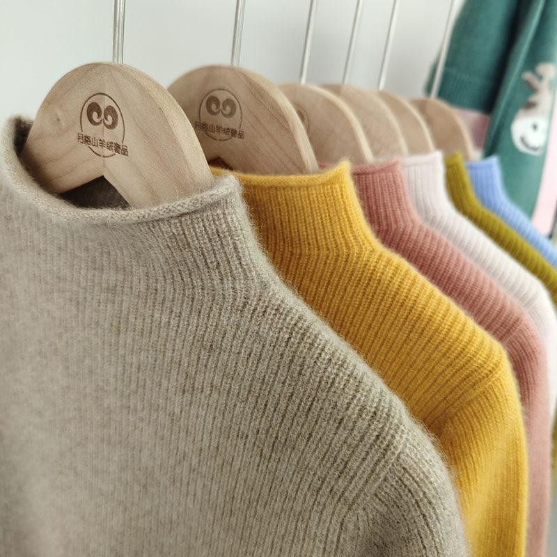 Parent-child children's cashmere sweater girls thickened collar 2021 autumn and winter new foreign style bottoming knitted trendy baby sweater