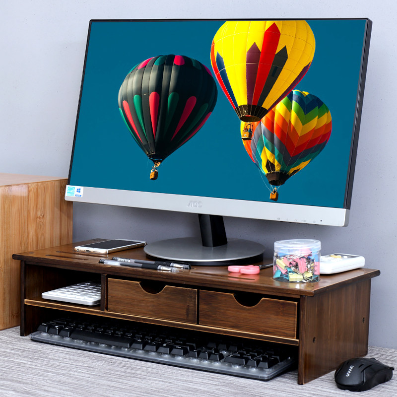 Desktop Computer Screen Mat Overhead Subbamboo Solid Wood Heightening Bracket Desk Face Screen Plus High Base Nursery