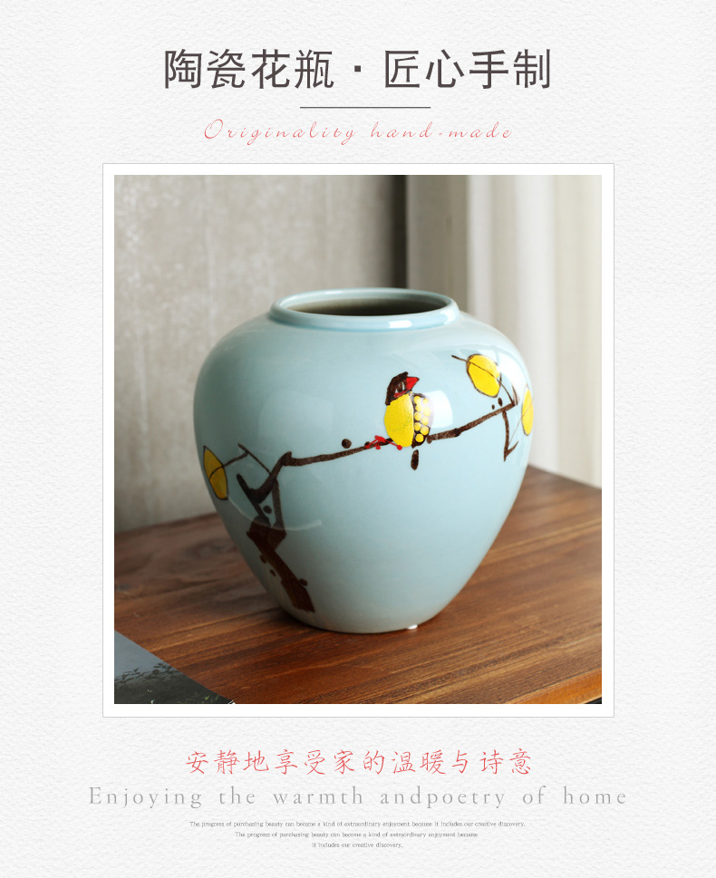 New Chinese style between modern blue flower ceramic vase three - piece example household act the role ofing is tasted decorative porcelain vase furnishing articles