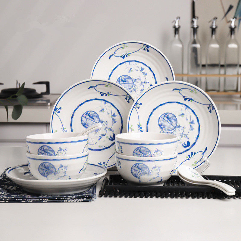 Plate Deep Pan Fish Dish Soup Bowl Glazed Down Color Home Rice Bowl Japan Style Multiperson Food Home Bowls Dish Dish Bowl Cutlery Sets