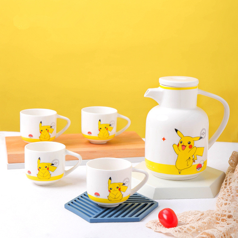 Family Cup Set Home Living Room Tea Cup Pikachu Ceramic Juice Kettle Cool Water Cup Water Set Cold Kettle