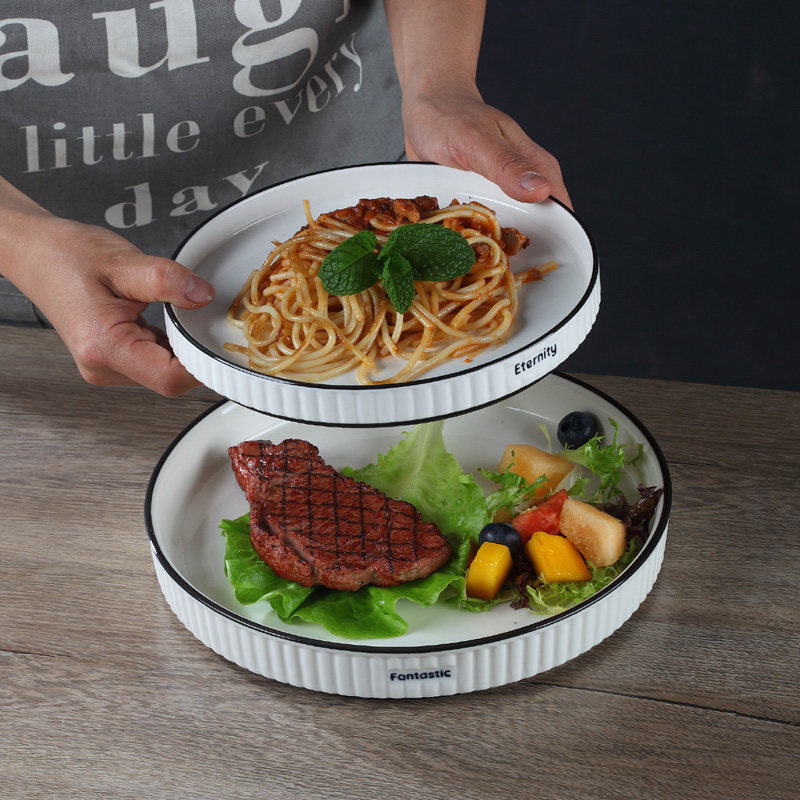 Creative Nets Red Ceramic Plates Cutlery Nordic Minimalist Home Plate Italian Pasta Steak Western Dinner Dish Grilled Fish Dish