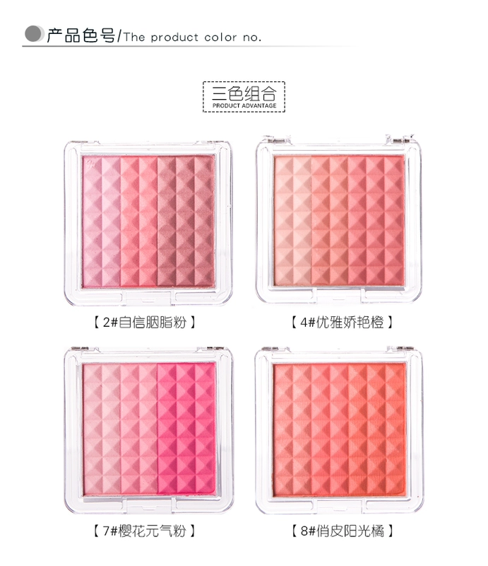 Thái lan odbo ba màu gradient blush cam orange hồng đa màu kết hợp matte nude trang điểm rouge tấm bột