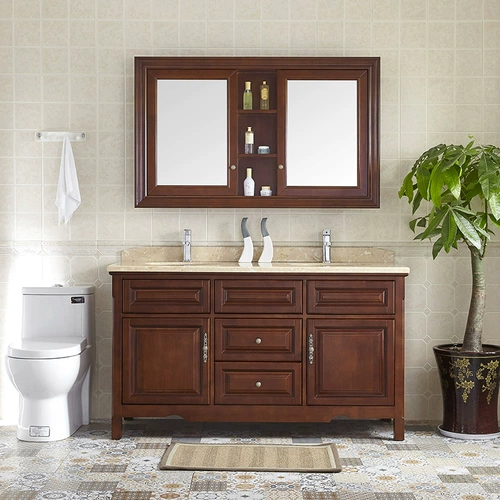 Современный китайский стиль сплошной древесина для ванной комнаты -тип двухперранного бассейна, шкаф для мытья лицевой бассейн, бассейн, бассейн тазовый бассейн Комбинированная ванная комната