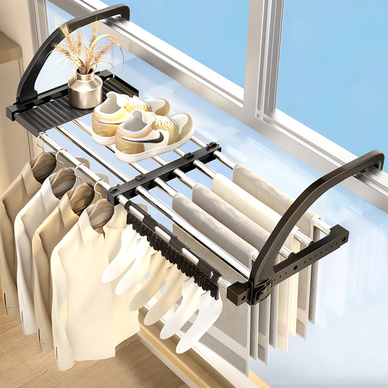 Dry Shoe Rack Windows Sunning Temple Windows Terrace Sandals Sandals Shelving Outdoor Balcony Hooks Guard Rail Hanger-Taobao