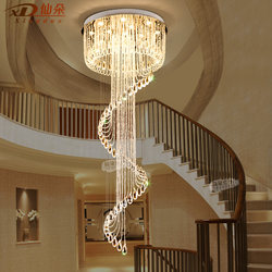 Staircase Chandelier Duplex Building Villa Duplex Mid-Rise Lobby Light Modern Simple European Style Rotating Crystal Chandelier