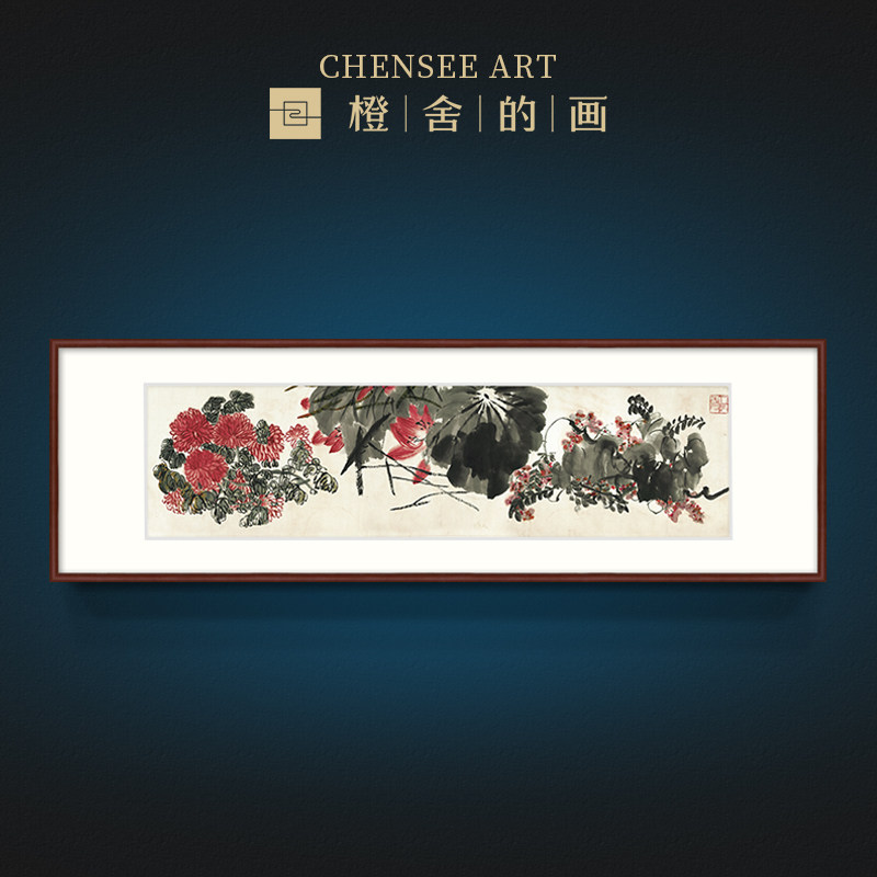 Qi Baishi is full of flowers and brocade living room decorative painting sofa background wall atmosphere new Chinese painting works on the wall