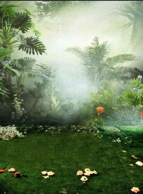 Dreamy Forest Wedding Photography Background Paper, Forest-Themed Children's Photography Backdrop, Tree Hole Flower Fairy