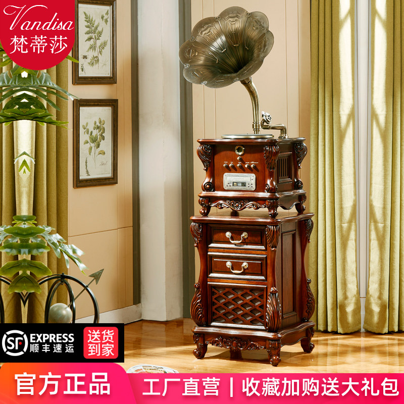 Vantisa solid wood antique gramophone Vintage vinyl record player CD machine Vintage record player European Bluetooth speaker