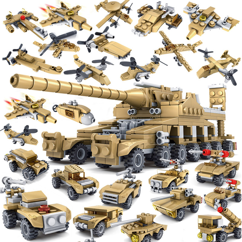 Children's puzzle building blocks assembled toys Puzzles Brain Boy Kid Huge Tank Car Model Birthday Present