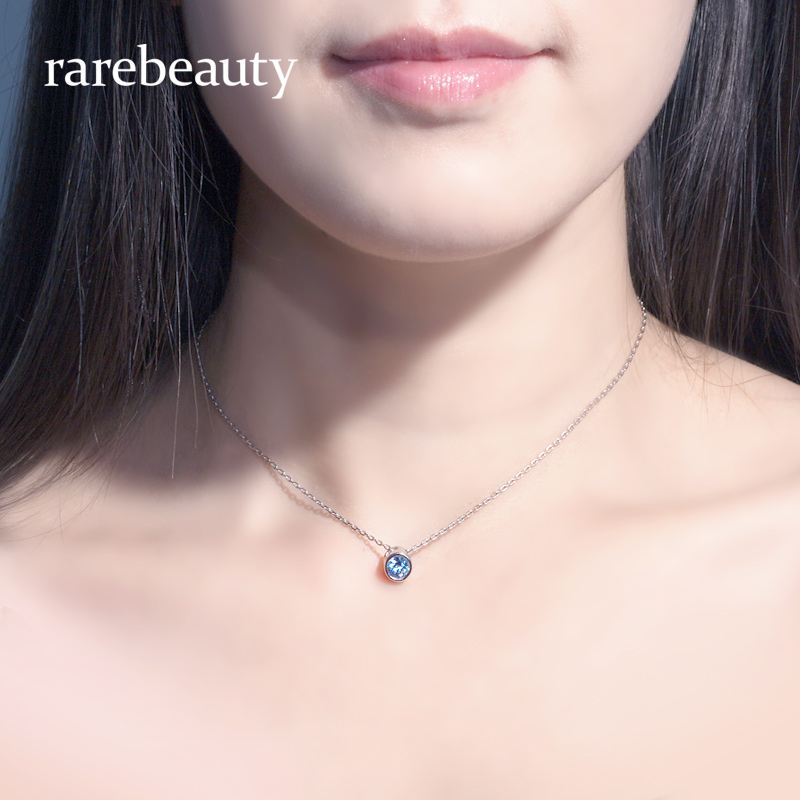 925 silver necklace female summer light luxury clavicle chain short student small fresh sweet crystal pendant tide birthday gift