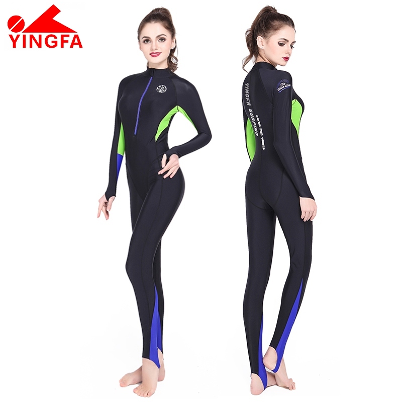 English Hair Full Body Long Sleeve Conservative Lady Swimsuit Quick Dry Display Slim Cover Warm Sport Diving Jellyfish