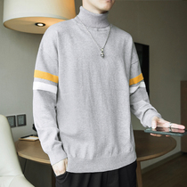 2020 Winter new mens turtleneck sweater trend casual pullover handsome outside wear knitwear sweater mens coat