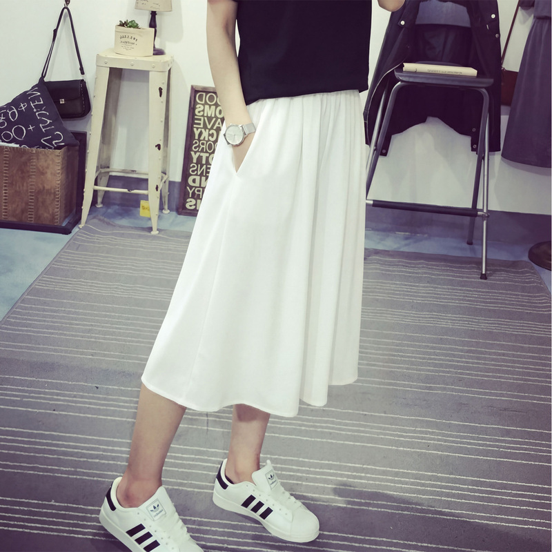 White Wide-Leg Pants for Women, Summer Thin Style 2026 New Chiffon Drape High-Waisted Slimming Petite Casual Capri Skirt Pants