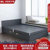 Modern simple bed-free economic tatami small apartment type 1 2m high box storage 1 8m wardrobe bed integrated bed