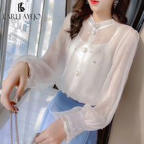 Autumn shirt top design sense female niche long sleeve autumn womens 2021 New Tide princess style shirt