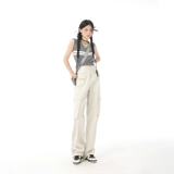 Белая униформа медсестры, дизайнерские штаны в стиле хип-хоп, в американском стиле, высокая талия, свободный крой, тренд сезона