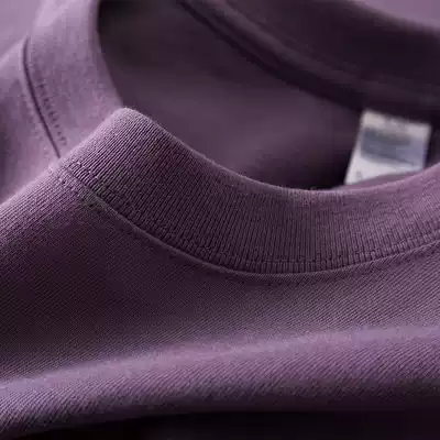 270g heavy Amika T-shirt light purple starry purple cotton round neck short sleeve thick solid color men and women TEE