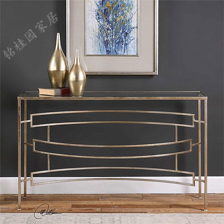 Nội thất tối giản hiện đại bằng thép không gỉ hiên bàn foyer hiên tủ hiên hiên bảng trang trí tân cổ điển - Bàn / Bàn bàn gỗ xếp mini