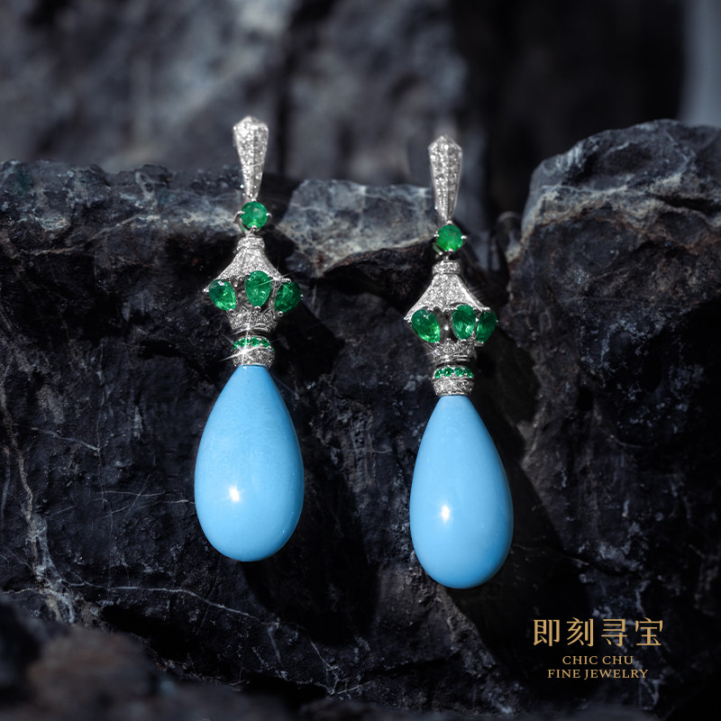 只此青绿系列新中式睡美人原矿高瓷蓝松耳环:穿越千年的东方美学,你值得拥有!-耳饰-淘宝好物网