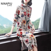 Nina nổi 2018 mùa đông phụ nữ thời trang mới đống đống cổ áo phụ nữ màu len tinh khiết đoạn dài trên đầu gối váy váy đẹp mùa hè