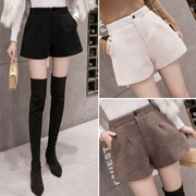 Quần short len ​​nữ mùa thu đông 2018 phiên bản Hàn Quốc mới của eo cao hoang dã đã mỏng mùa đông mặc quần len dày hơn
