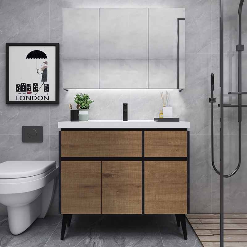 Bathroom Cabinet Combination Floor Nordic Simple Washbasin Washbasin Washbasin Cabinet Integrated Ceramic Basin Smart Mirror Cabinet