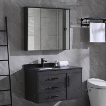 Light luxury simple bathroom cabinet Mirror cabinet combination Rock plate countertop washbasin washbasin bathroom cabinet washbasin cabinet