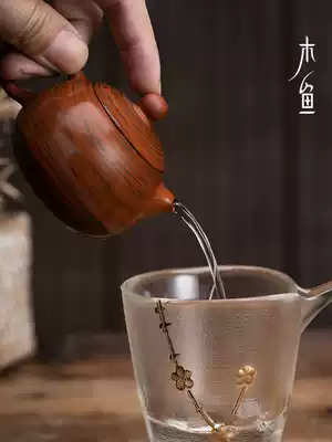 Wooden fish pure handmade muddy two cups hand-drawn pot household trumpet teapot purple clay pot West-level pot