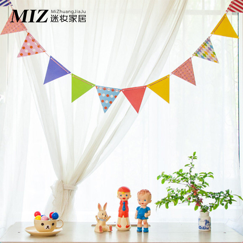 Meme Han style paper Triangle small color Flag Birthday Festivities to decorate Colorful Banner Adorable Cartoon Room Adornment-Taobao