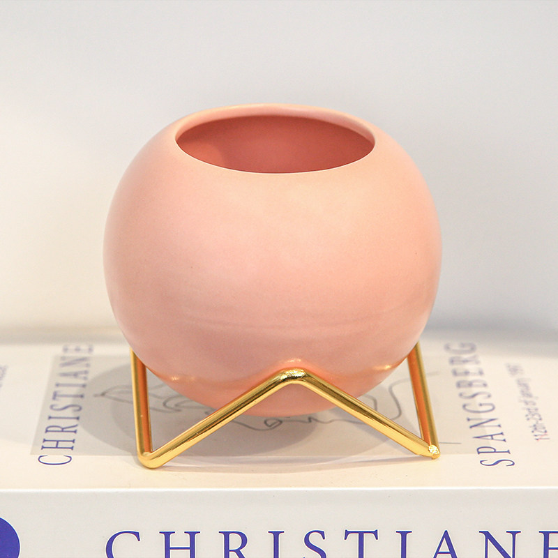 Pure color minimalist modern round ball light and luxurious ceramic home small vase flower with wedding home adornment swing piece-Taobao