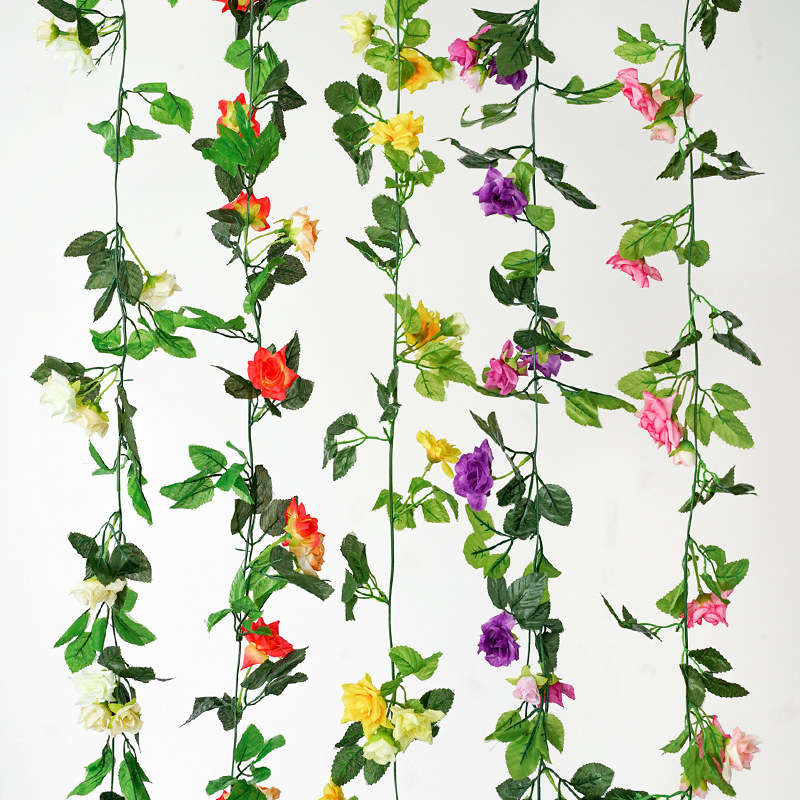 Simulation Flowers Vines Decoration Flower Plastic Flowers Living Room Air Conditioning Piping Fake Flowers Vines Simulation Vines Hanging Wall Flowers Vines-Taobao