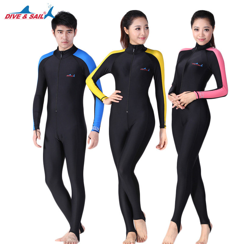 Men and women Lived diving suit lovers long sleeve sunscreen snorkeling surf swimsuit outdoor speed dry thin water jellyfish