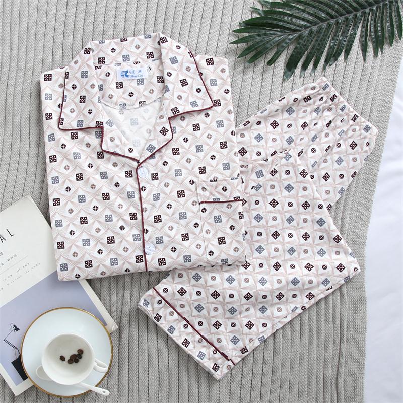 Mùa xuân và mùa thu bông đồ ngủ mens dài tay dân trẻ nhà áo khoác sọc kẻ sọc trung thu pajama symmy bộ.