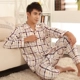 Đồ ngủ nam trung niên mùa xuân và mùa thu cotton dài tay XL trẻ trung áo len nam phục vụ nhà pijama nữ