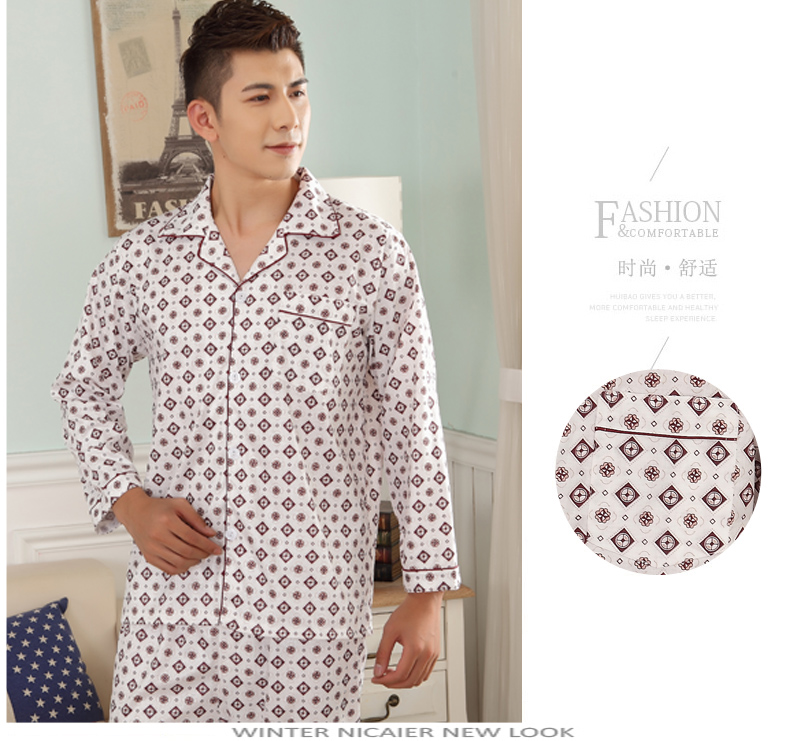 Mùa xuân và mùa thu đồ ngủ nam cotton trong người cao tuổi tay áo phù hợp với mùa hè phần mỏng cotton thanh niên nam mùa thu đồ ngủ nhà dịch vụ