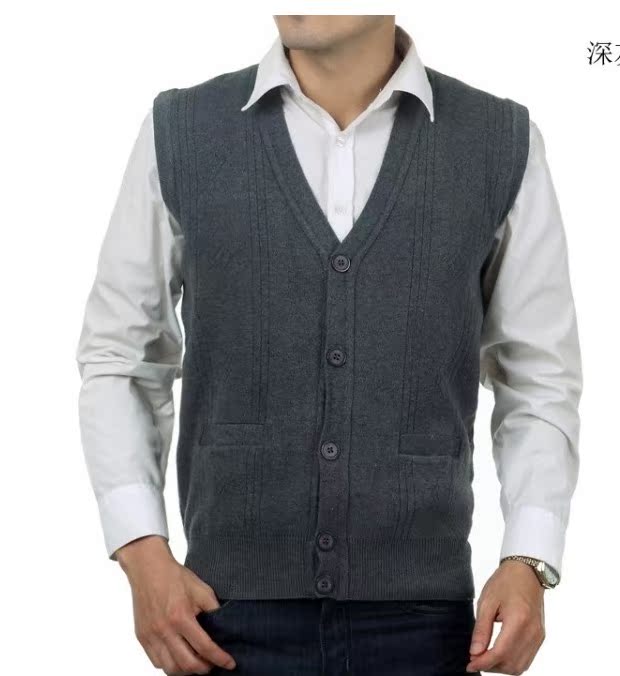 Mùa thu và mùa đông trung niên áo len nam nam đan nút áo vest nam trung niên áo len cardigan cha đồ vest nam