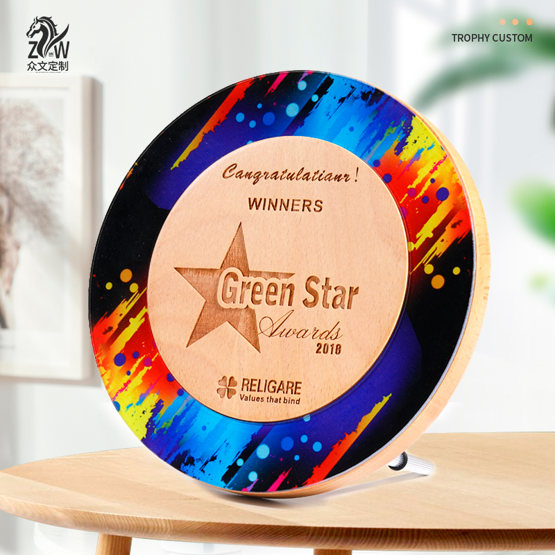 Wooden Medal Customized Honorary Plaque Authorization Card Wooden Trophy Acrylic Medal Crystal Trophy Making