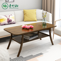 Coffee table household small apartment table Japanese leisure table sofa modern simple solid wood table living room bamboo Square
