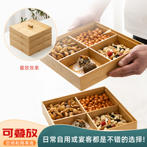 Solid wood dried fruit pan New Chinese living room Home Compartment with cover Snack Fruit Box Nut Candy Containing Box Fruit Tray