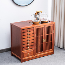 Tea cabinet solid wood mobile home Teahouse Chinese rosewood tea table side cabinet kettle integrated tea cabinet